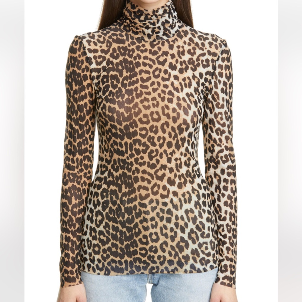 Ten Sixty Sherman sheer leopard / cheetah turtleneck